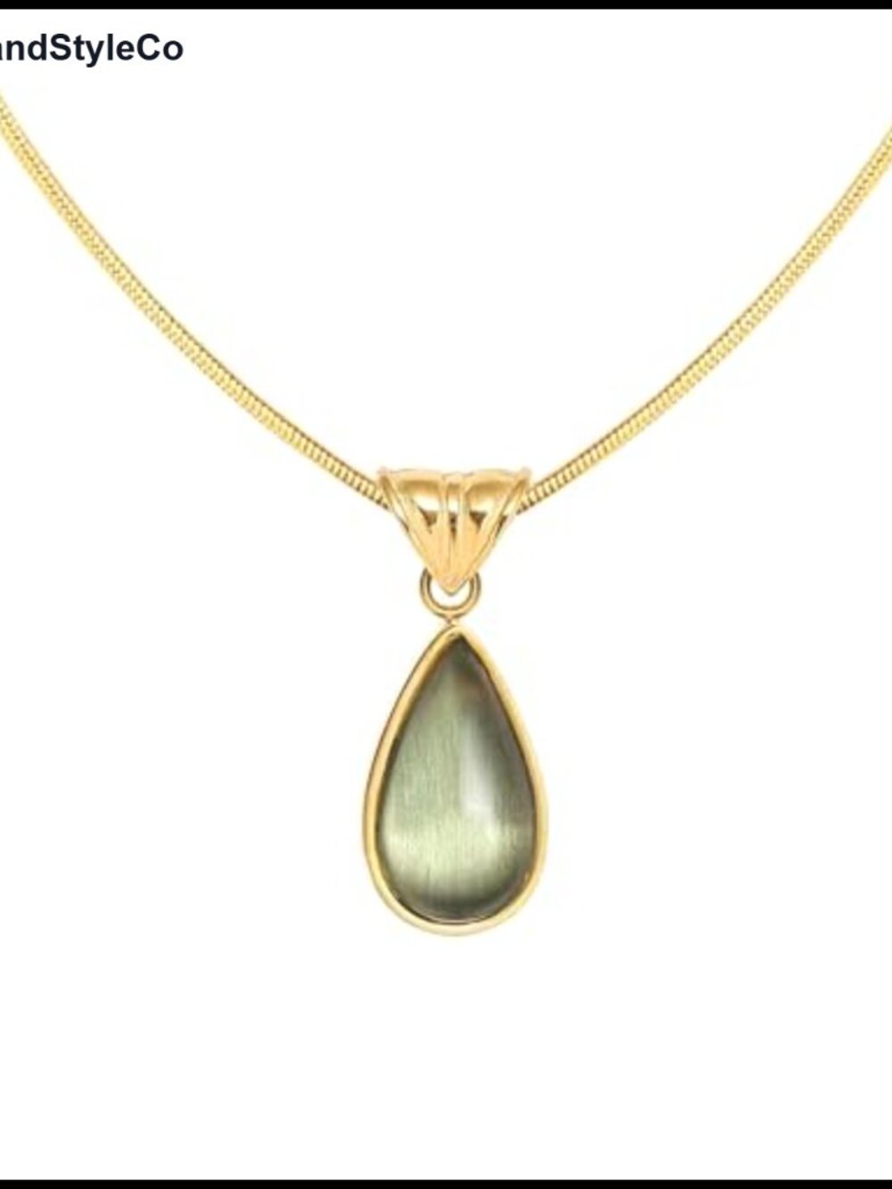 Gold Teardrop Acrylic Pendant Necklace with Snake Bone Chain for Women